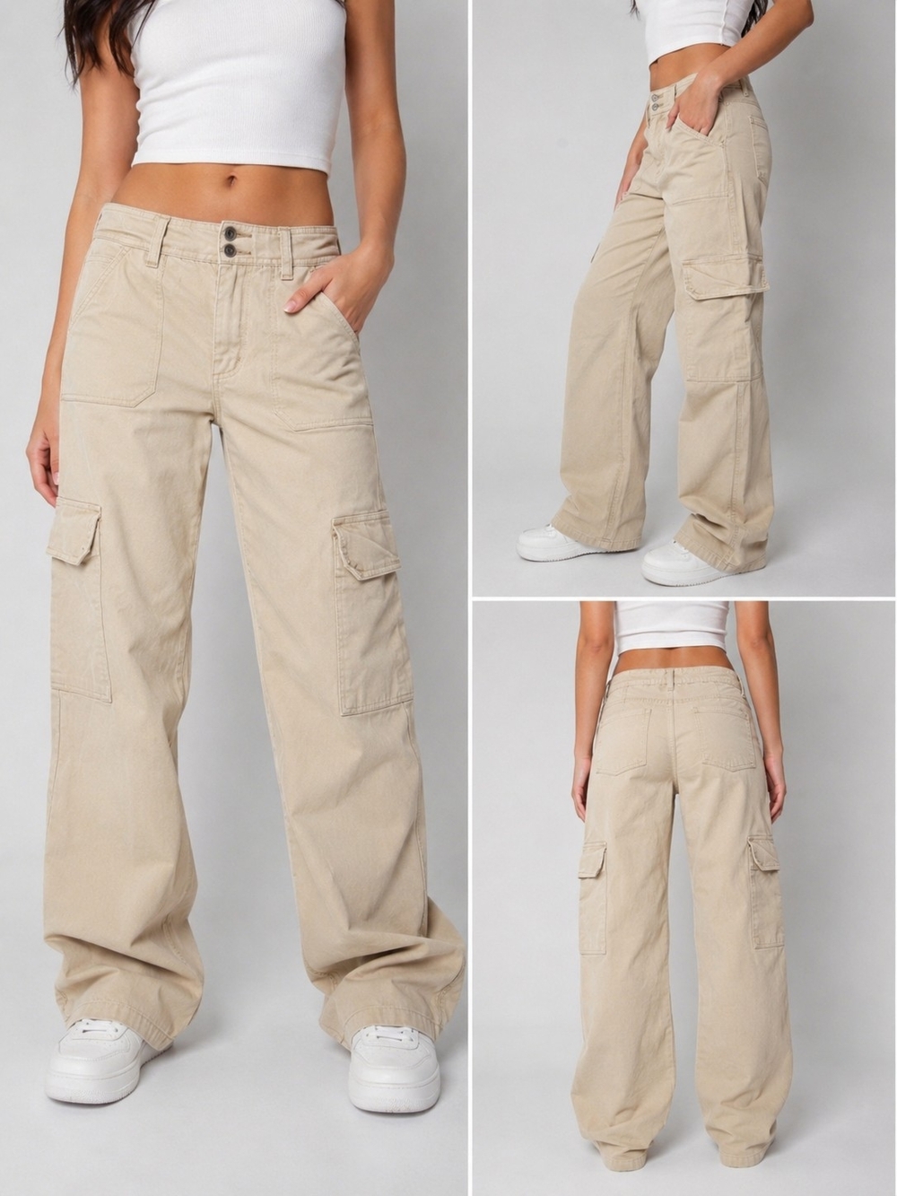 REgeneration by Celebrity Pink Cargo Pants Size 9/29 Beige Y2K Wide Leg Utility